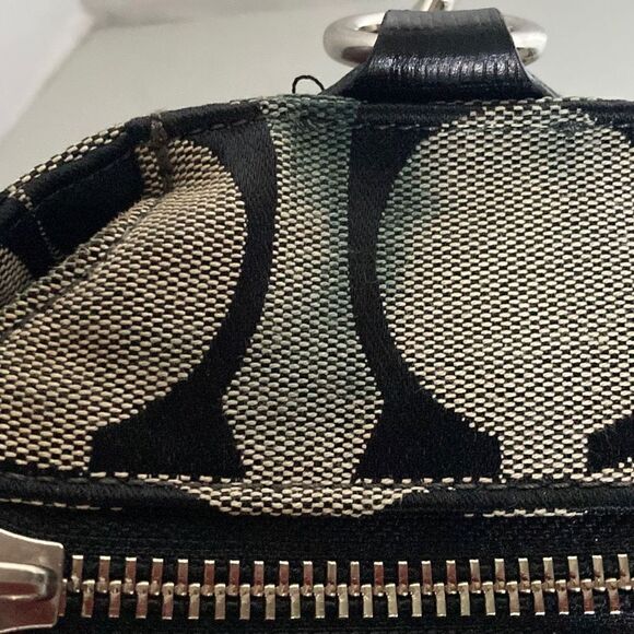 COACH Signature Classic Canvas & Leather Handbag 18738 Gray & Black - Picture 8 of 12
